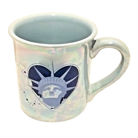 Statue of Liberty Museum Coffee Mug 3D Light Pearlescent Blue 12 oz - Picture 1 of 7